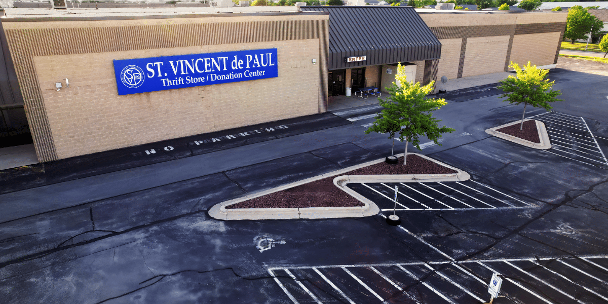 drone shot of outside SVDP Fond du Lac County location